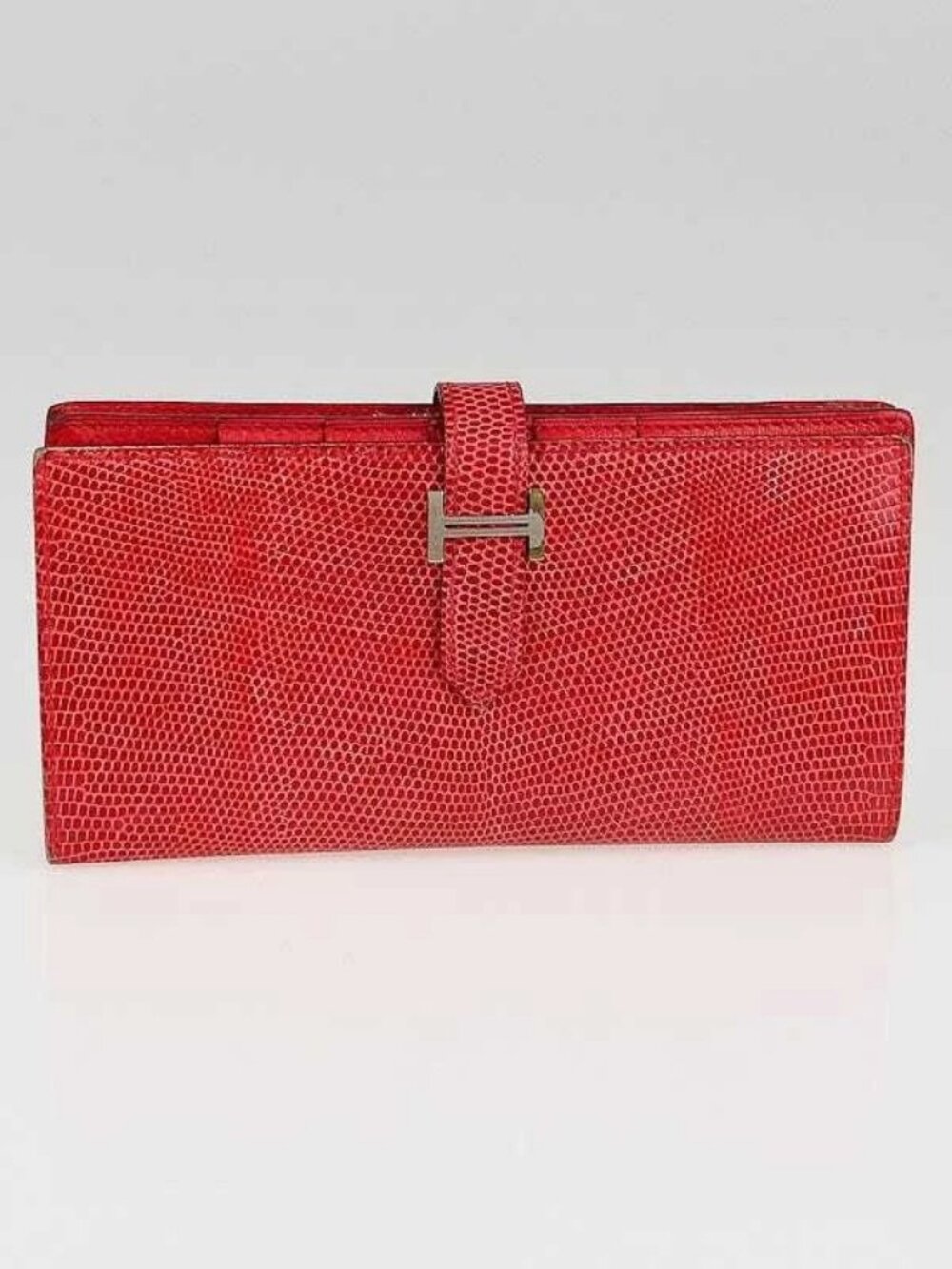 Hermes Bougainvillea Lizard Bearn Gusset Wallet